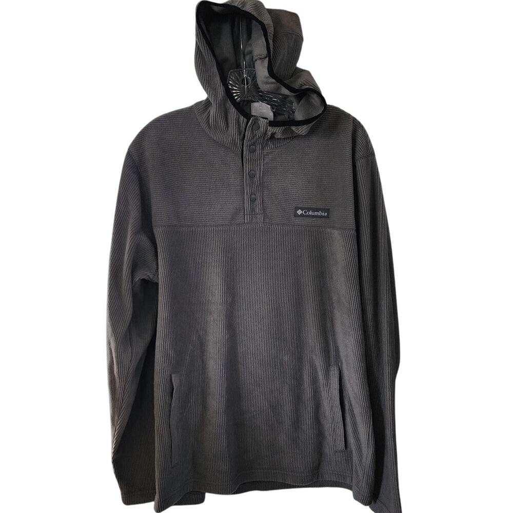Columbia Gray Ribbed Pull Over Hooded Shacket Size Medium